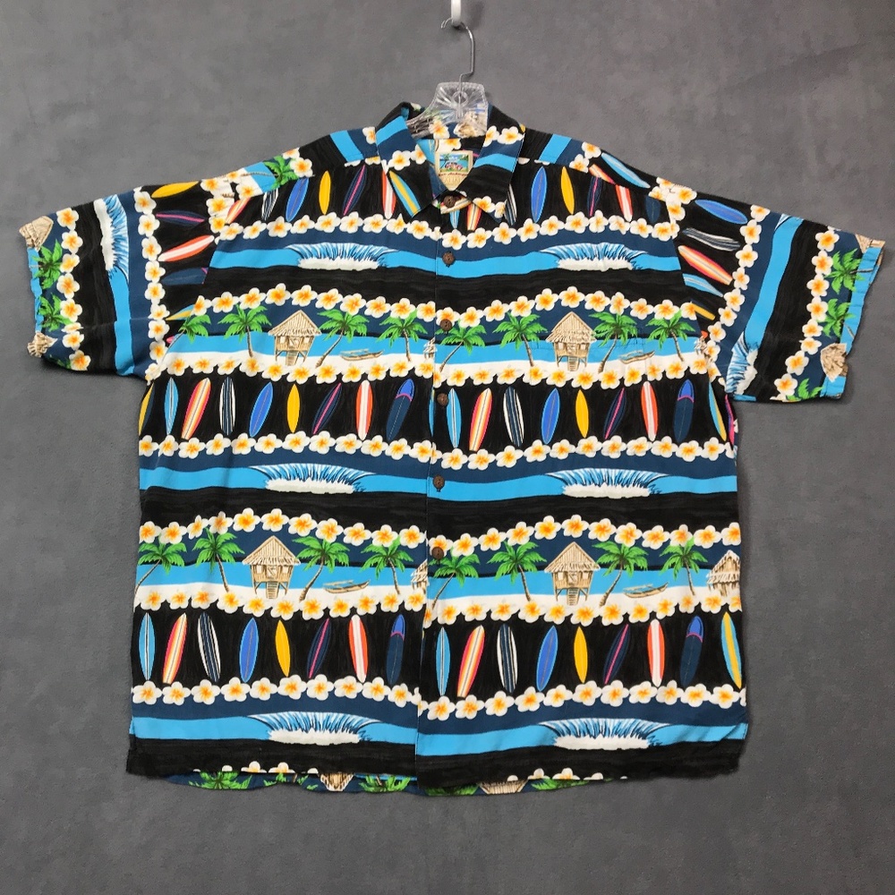 Vtg Kahala Ron Anderson Hawaiian Shirt Men XL Aloha Surf Board Beach Art USA
